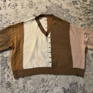 Altar’d State Colorblock V-Neck Sweater